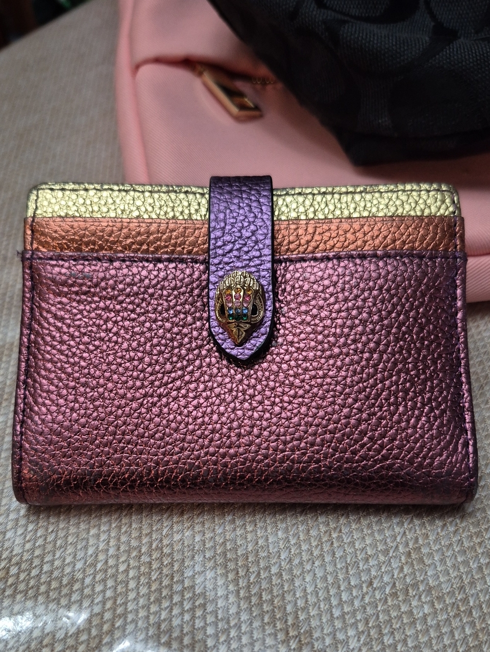 Kurt Geiger Metallic Pink Purple Multi-Color Leather Wallet